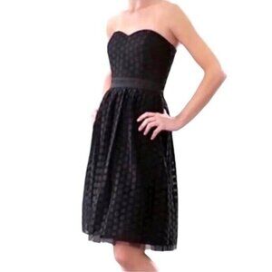 White House Black Market Bustier Black Polka Dot Strapless Dress Size 0